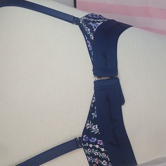FIRM $$%" Nwt Victoria's Secret Love Pink 36 DD Blue Geometric Push-Up Bra - Picture 4 of 10